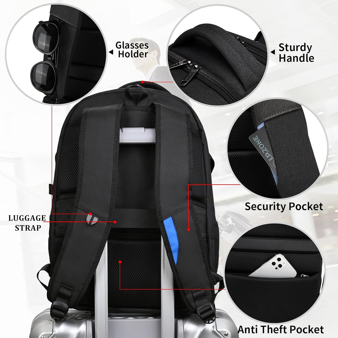 Voděodolný cestovní batoh na notebook s USB portem a organizovaným úložným prostorem