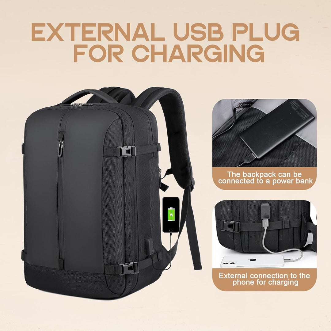 40 l rozšiřitelný vodotěsný cestovní batoh s USB portem a přihrádkou na 17palcový notebook – AirVoyage
