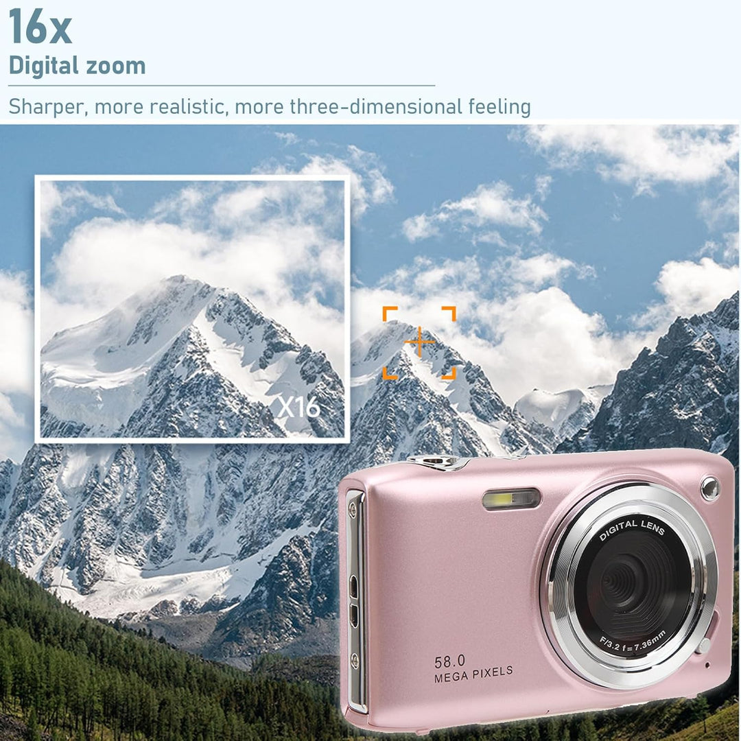 4K kompaktní digitální fotoaparát s 58 Mpx fotografiemi a 16násobným zoomem – Lumora