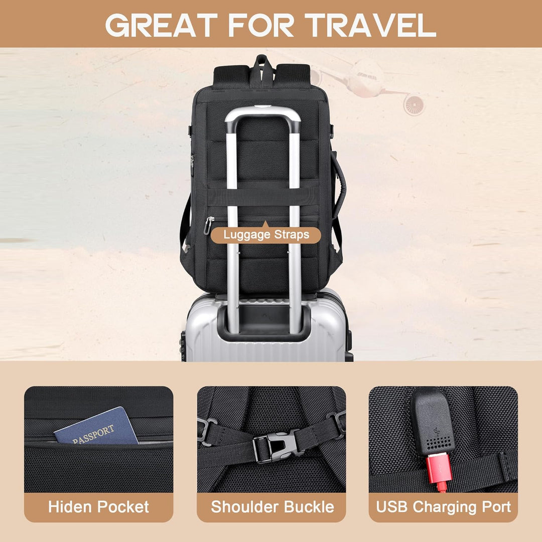 40 l rozšiřitelný vodotěsný cestovní batoh s USB portem a přihrádkou na 17palcový notebook – AirVoyage