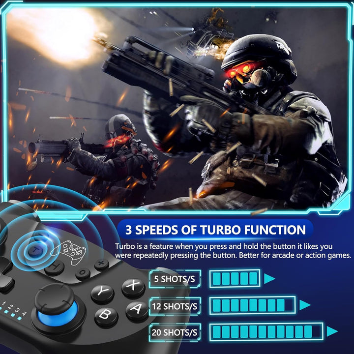 Bezdrátový ovladač pro Switch s joystiky s Hallovým efektem a funkcí Turbo – Nexora