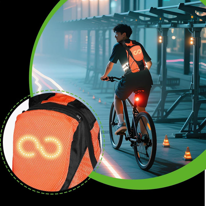 LED-motocyklový batoh – svítící bezpečnostní taška pro venkovní a noční jízdy – Lumaro