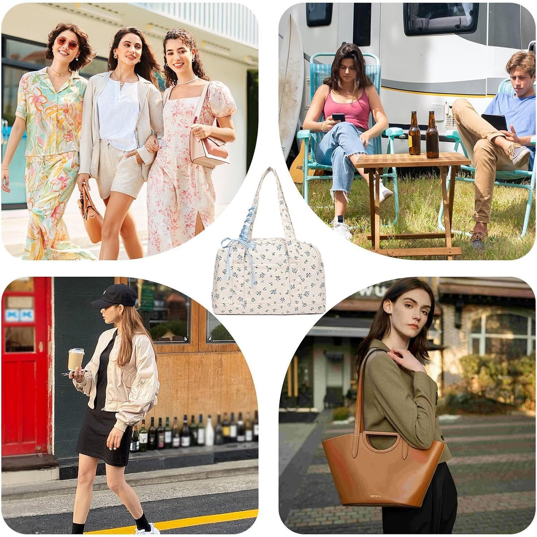 Bow Duffle Bag – Velká plátěná víkendová taška s detailem stuhy – Floria