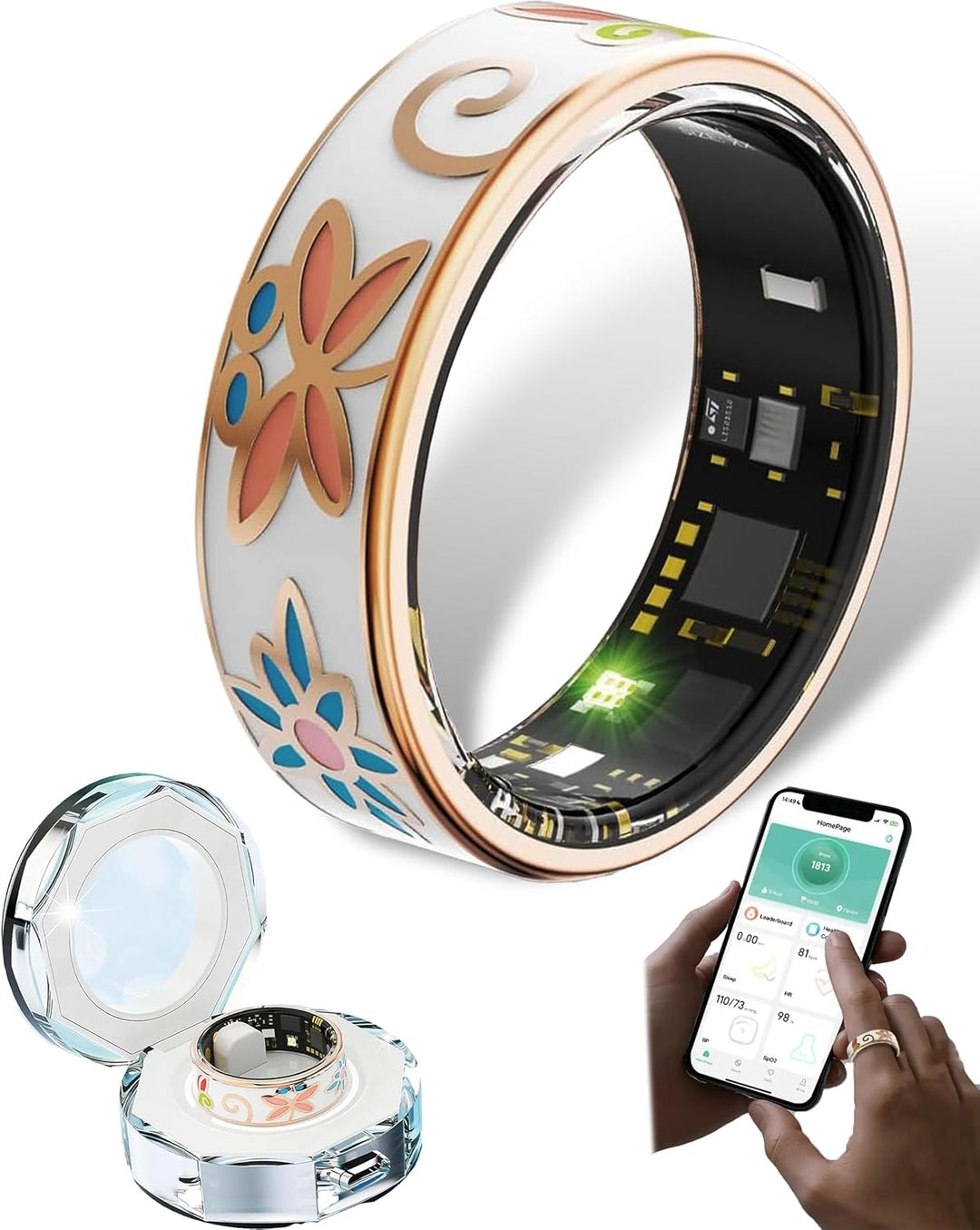 Chytrý smaltovaný wellness prsten – fitness a spánkový tracker pro iOS & Android – Aurina
