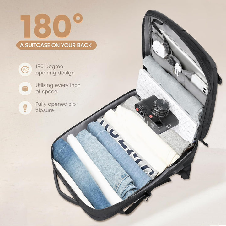 40 l rozšiřitelný vodotěsný cestovní batoh s USB portem a přihrádkou na 17palcový notebook – AirVoyage