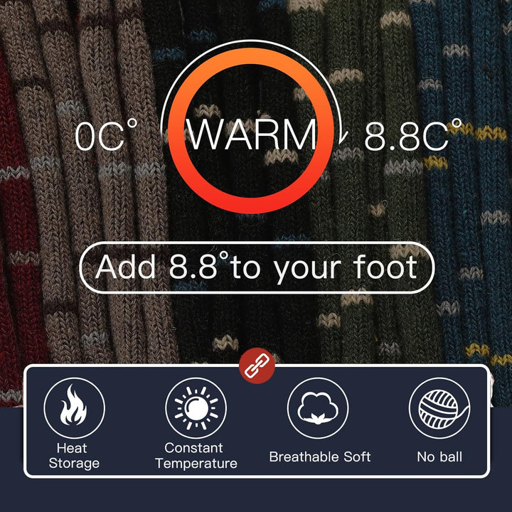 Warme Wollsocken, temperaturregulierend, atmungsaktiv, für kalte Wintertage, unisex.