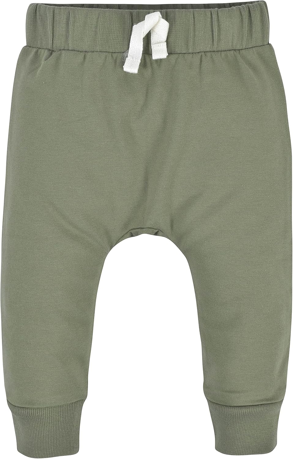 Grüne Babyhose aus Baumwolle mit Kordelzug, bequem und weich, ideal für Neugeborene.
