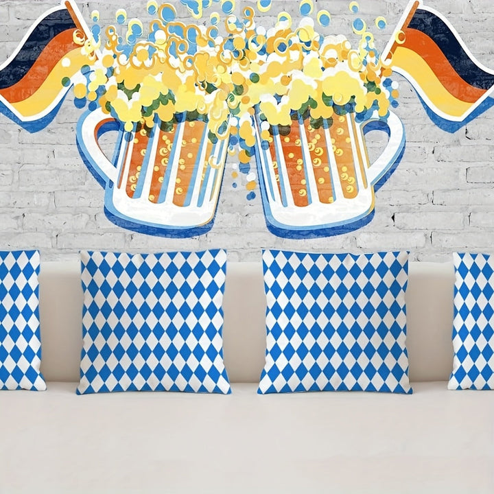 Sada 4 povlaků na polštáře pro Oktoberfest s diamantovým vzorem – DiamantKuddSet Oktoberfest 2025