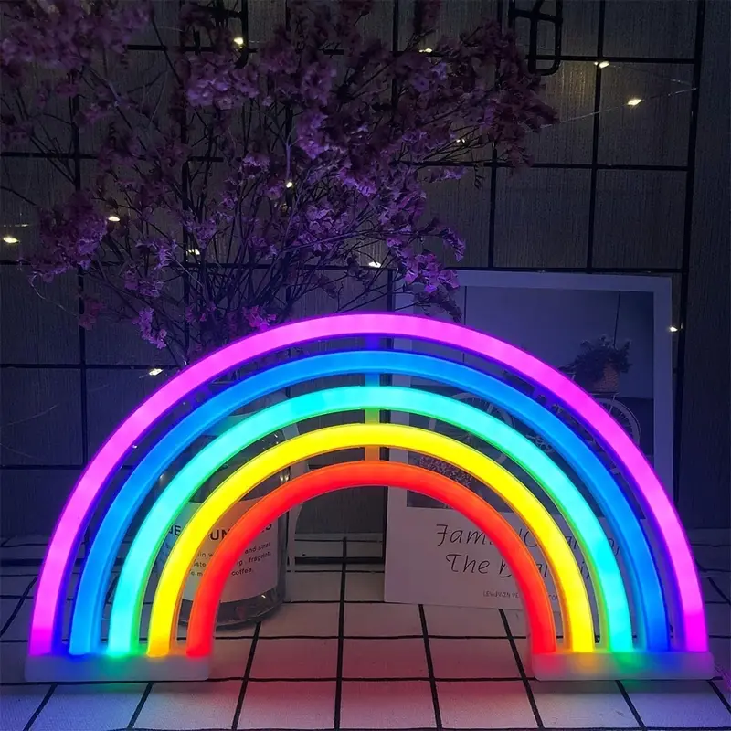 Neonlicht Regenbogen LED-Lampe, bunt, dekorativ, für Kinderzimmer oder Party-Dekoration.