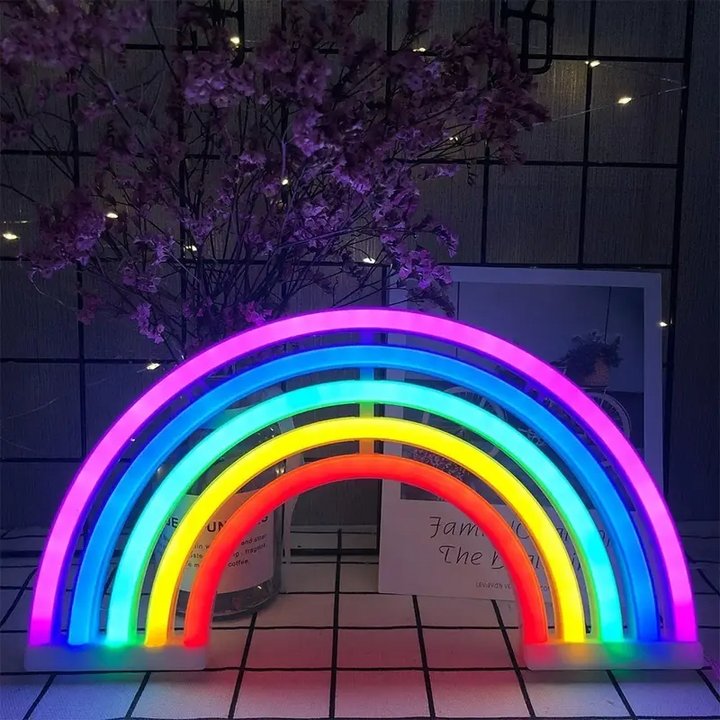 Neonlicht Regenbogen LED-Lampe, bunt, dekorativ, für Kinderzimmer oder Party-Dekoration.