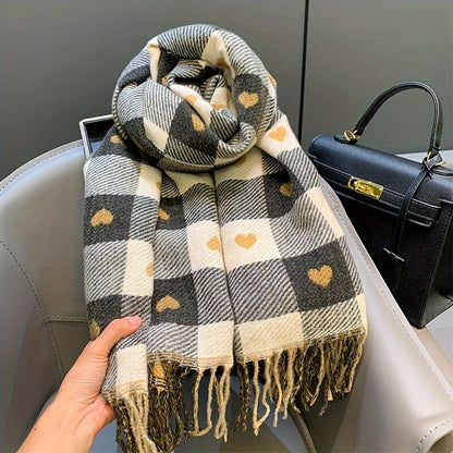 Károvaný dámský šál z polyesteru na podzim a zimu – Aurelie