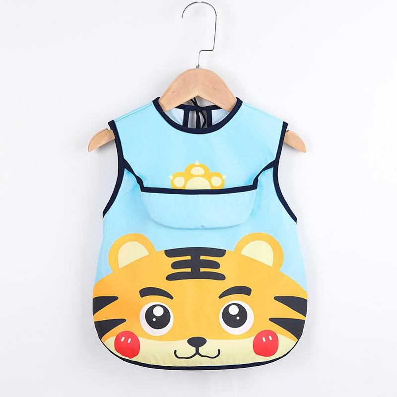 Kinderlätzchen mit Tiger-Motiv, blau, wasserdicht, verstellbar, für Kleinkinder, Essensschutz.