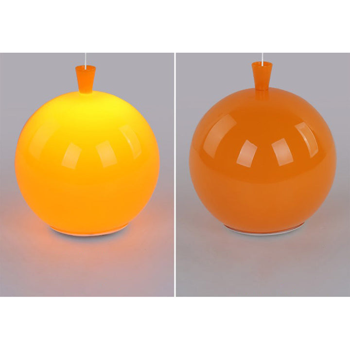 Orangefarbene Kugellampe aus Glas, modernes Design, Hängelampe für Wohnzimmer oder Esszimmer.