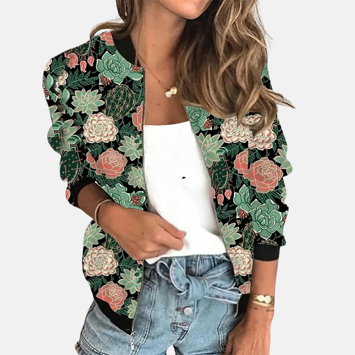 Dámský retro bomber s podzimním potiskem – Zoë