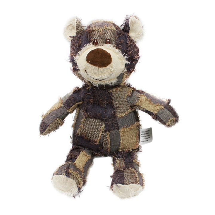 Kariertes Stofftier Bär, braun-beige, Plüschspielzeug, Kinder, Geschenk, Kuscheltier.