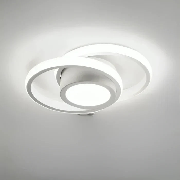 Moderne LED-Deckenleuchte, weiß, rund, energiesparend, für Wohnzimmer oder Büro.
