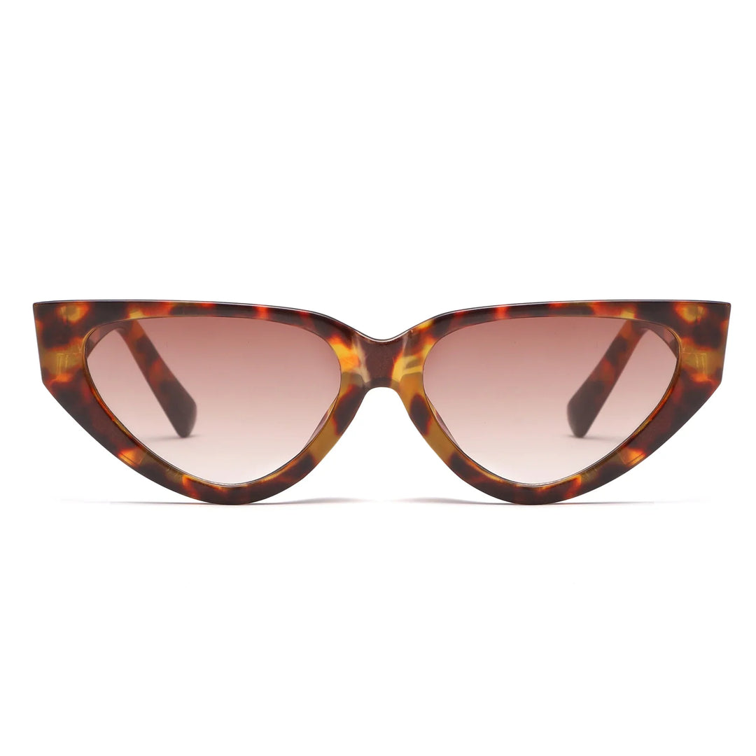 Damen Sonnenbrille, Cat-Eye, braun getigert, UV-Schutz, modisch, Accessoire, Retro-Stil.