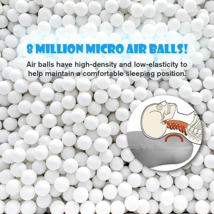 Kissen mit 8 Millionen Mikro-Luftkugeln, ergonomisch, hoher Dichte, für komfortables Schlafen.