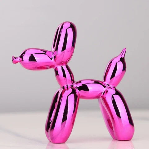 Rosa Ballonhund Skulptur, glänzend, modernes Kunstdekor, Geschenkidee, Wohnzimmerdekoration.