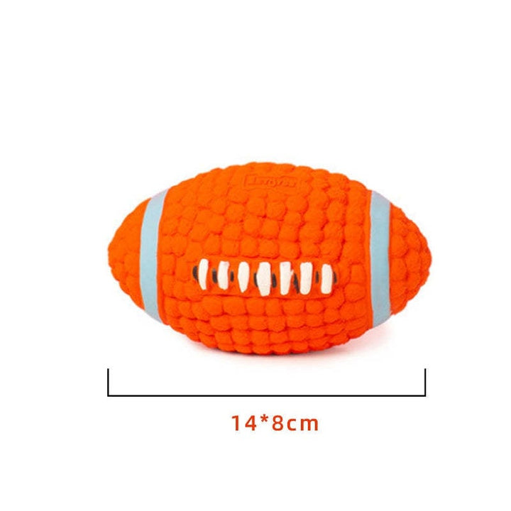 Orange Hundespielzeug Football aus Plüsch, 14x8 cm, robust und langlebig, ideal zum Kauen.
