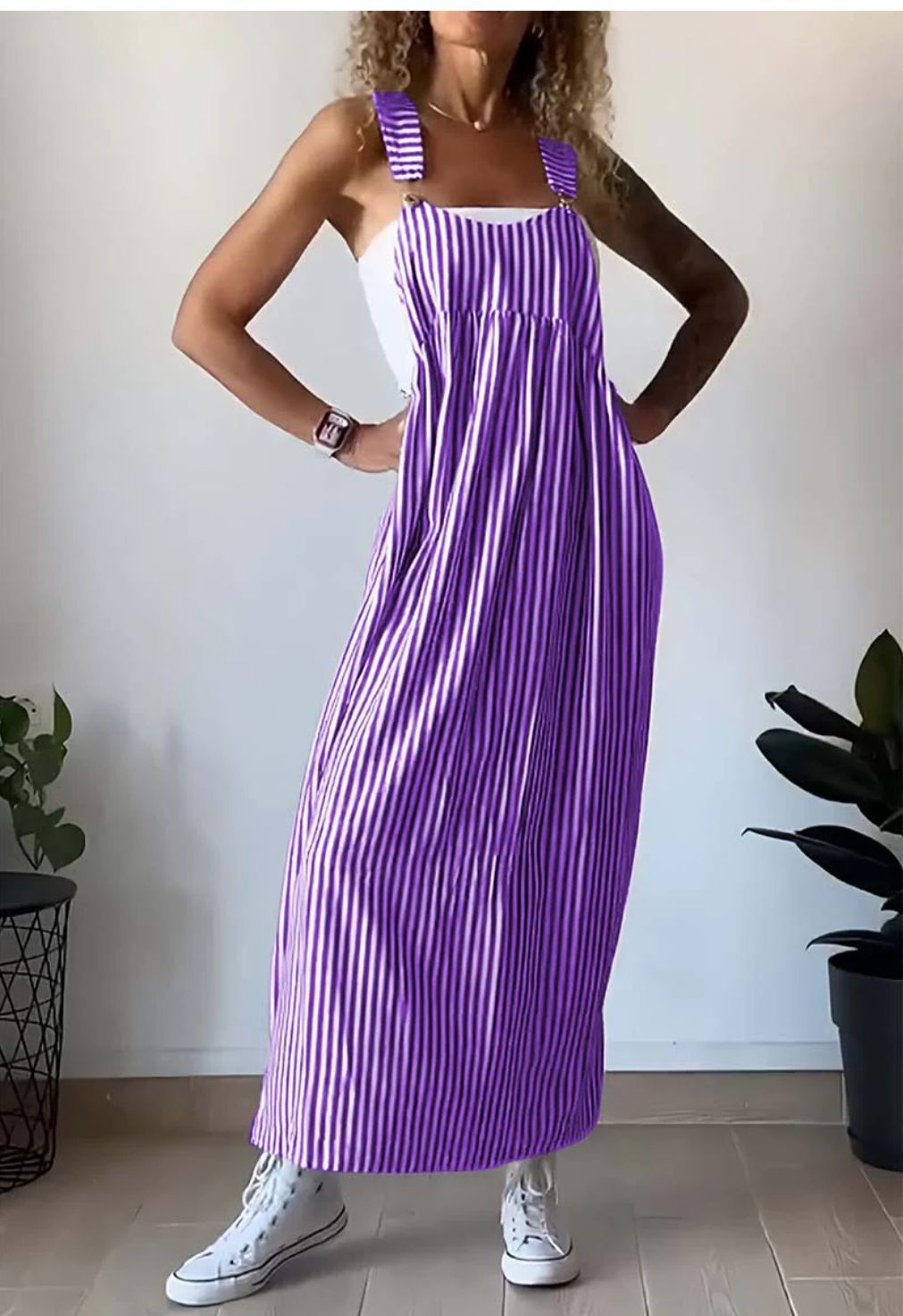 Stylový pruhovaný casual overal s pohodlným střihem – Liana