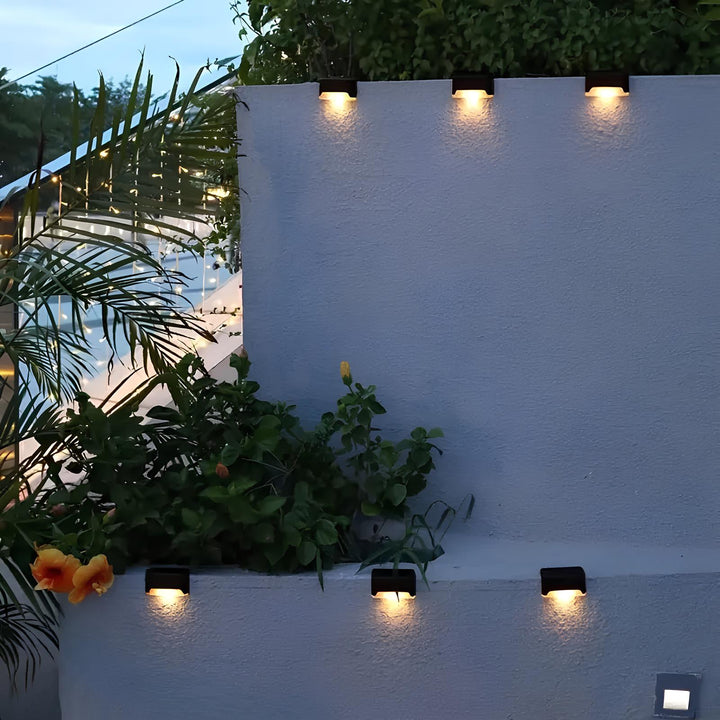 Solarlampen Außenbereich, warmweiß, Wandmontage, Gartenbeleuchtung, energiesparend, modern