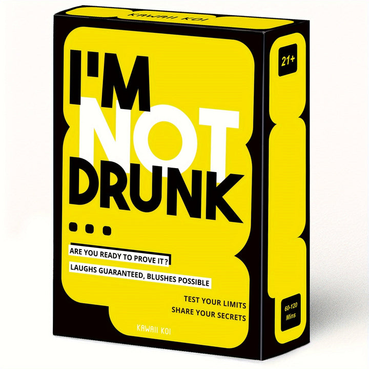 Gelbes Kartenspiel "I'm Not Drunk" für Erwachsene, Partyspiel, lustig, 21+, Kawaii Koi.