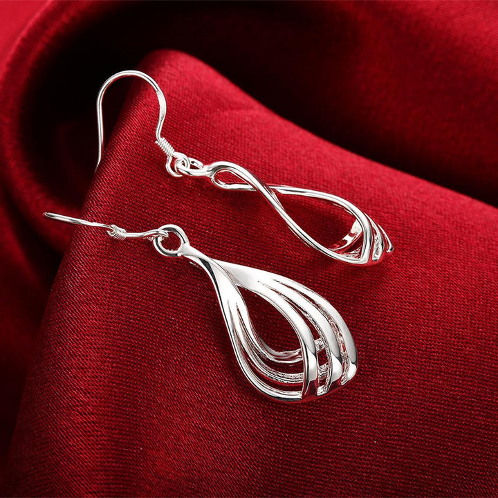 925 Sterling Silber Ohrringe, modisch, wellenförmig, elegant, für Frauen, Schmuck, Geschenk.