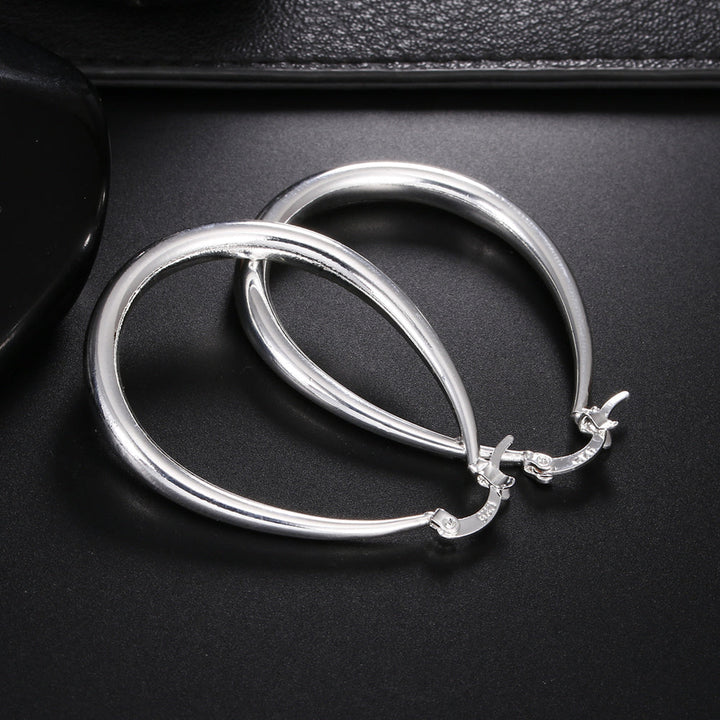 925 Sterling Silber Creolen, 41mm, glatt, für Damen, Mode, Party, Hochzeit, Schmuck.