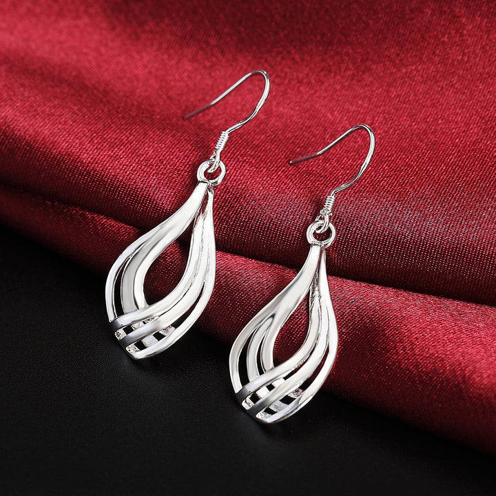 925 Sterling Silber Ohrringe, wellenförmig, modisch, elegant, für Frauen, Modeschmuck.