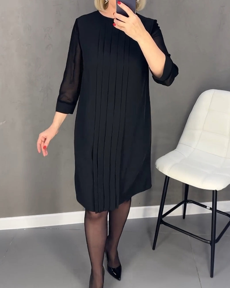 Elegantní podzimní šifónové šaty s detaily z jemné síťoviny – Gabrielle