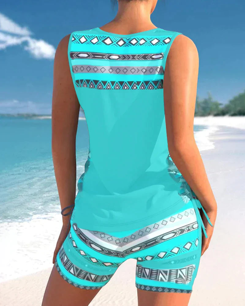 Trendy plavky s V výstřihem a geometrickým vzorem – Tankini set Madonna