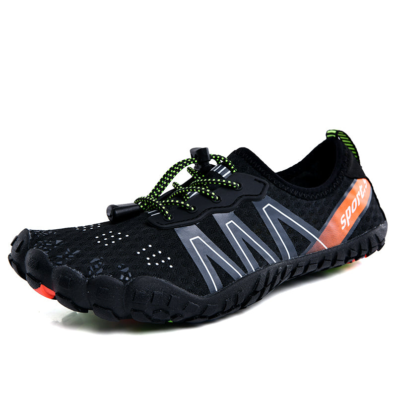 Schwarzer Barfußschuh für Herren, atmungsaktiv, rutschfest, ideal für Outdoor-Sportarten.