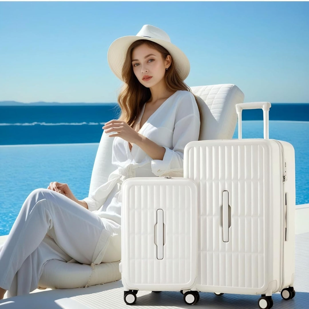Letištěm schválené příruční zavazadlo 55 cm s rozdělením 3:7 a třídílnou tvrdou skořepinou z polykarbonátu.