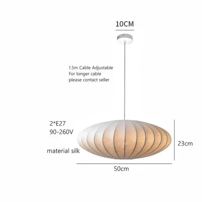 Moderne Seiden-Pendelleuchte, 50cm Durchmesser, höhenverstellbar, E27, 90-260V, weiß.