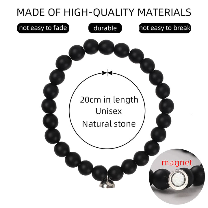 Schwarzes Armband aus Naturstein, 20cm, unisex, langlebig, magnetisch, hochwertig.