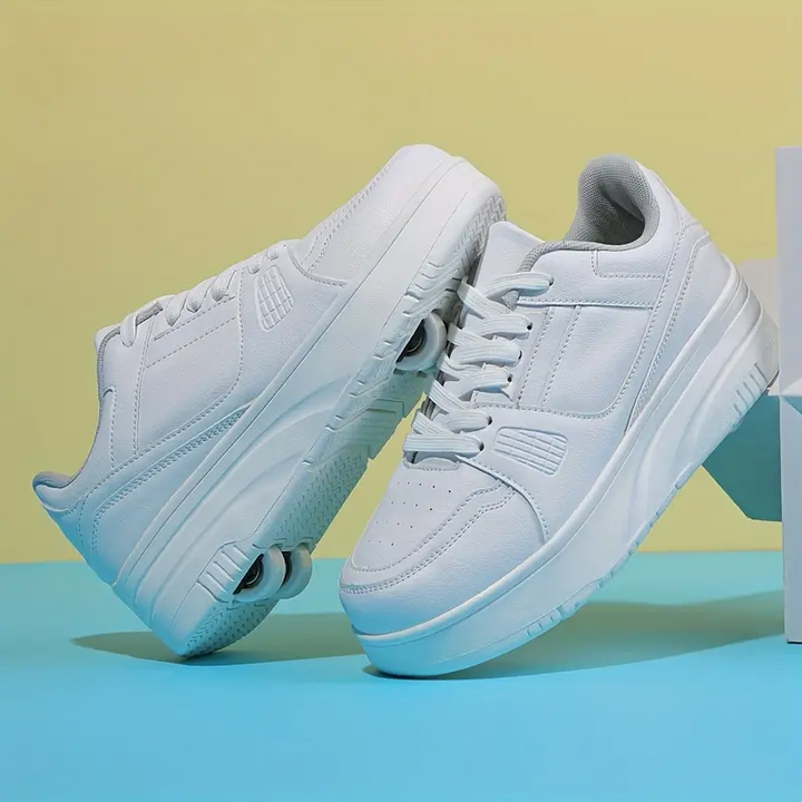 Weiße Sneaker mit Rollen, sportlich, bequem, für Damen und Herren, modisch, Freizeit, Turnschuhe.