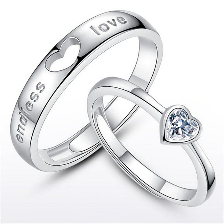 Silberne Partnerringe mit Herz und Gravur "endless love", Verlobungsringe, Damen, Herren.