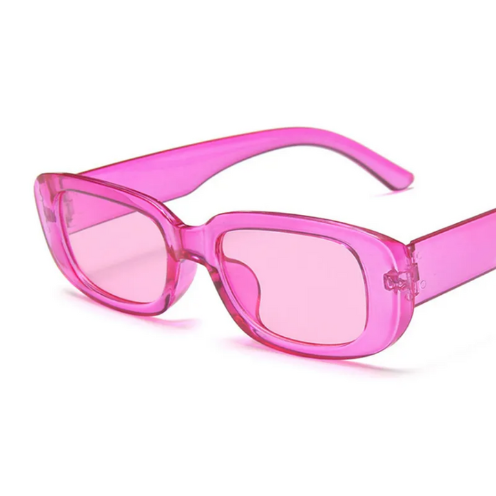 Rosa Sonnenbrille, rechteckig, Kunststoff, modisch, UV-Schutz, Damen Accessoire.