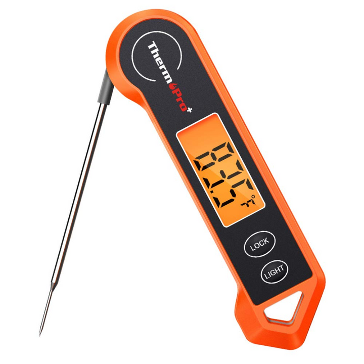 Digitales Fleischthermometer ThermoPro, orange, klappbar, LCD-Display, Küchenthermometer.