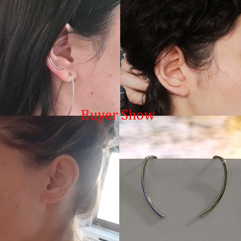 Ohrringe aus 925er Silber, lange glatte Linie, Ohrkletterer für Damen.