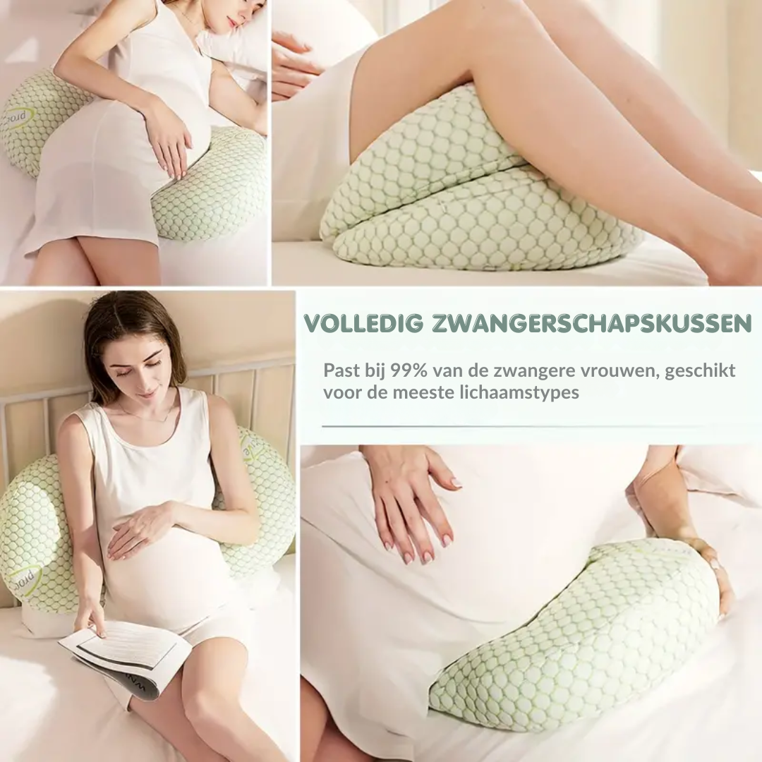 Schwangerschaftskissen grün, ergonomisch, für Schwangere, bequem, vielseitig einsetzbar.