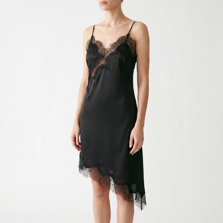 Asymmetric Lace Slip Dress -  Mable