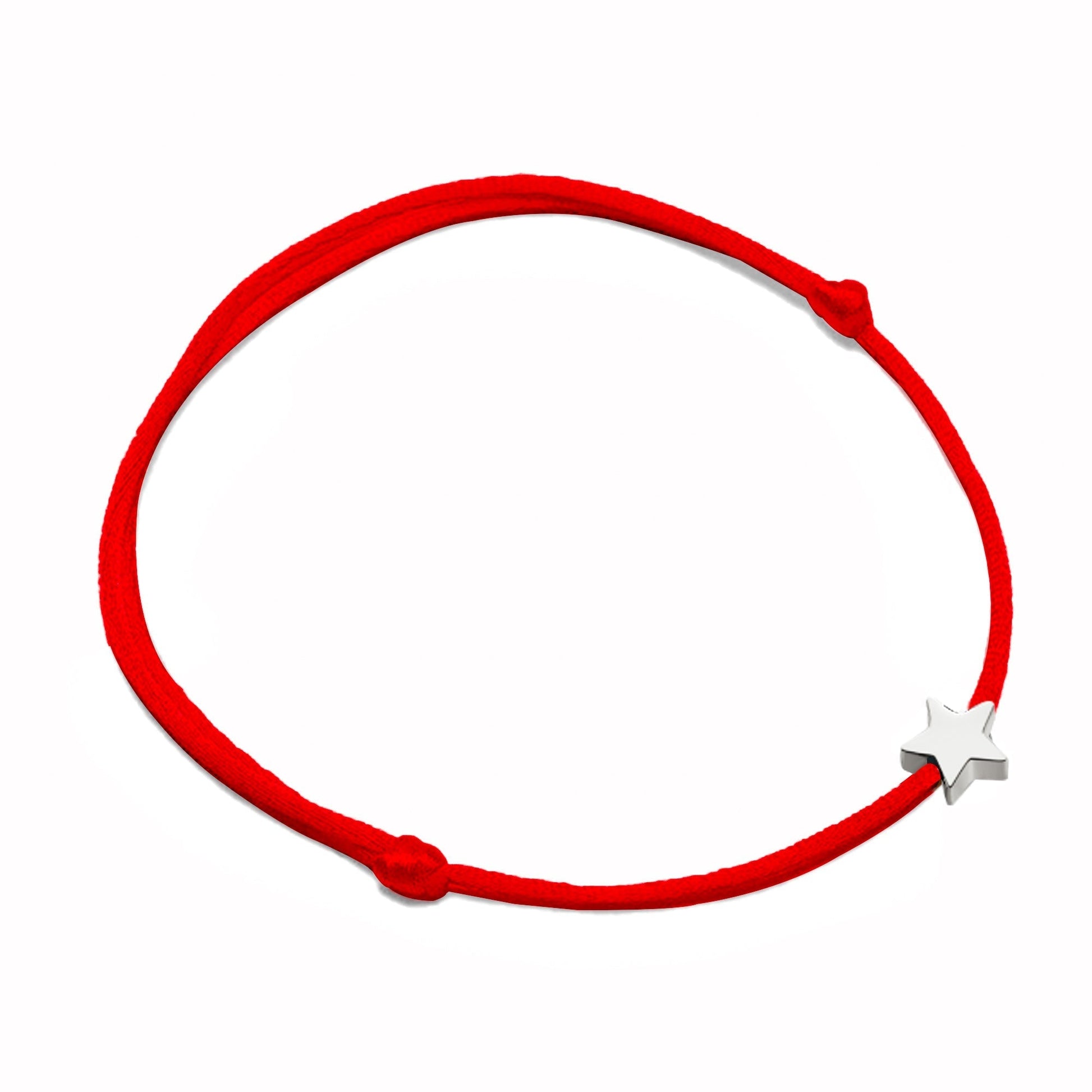 Rotes Armband mit silbernem Sternanhänger, verstellbar, modisches Accessoire, Damen Schmuck.