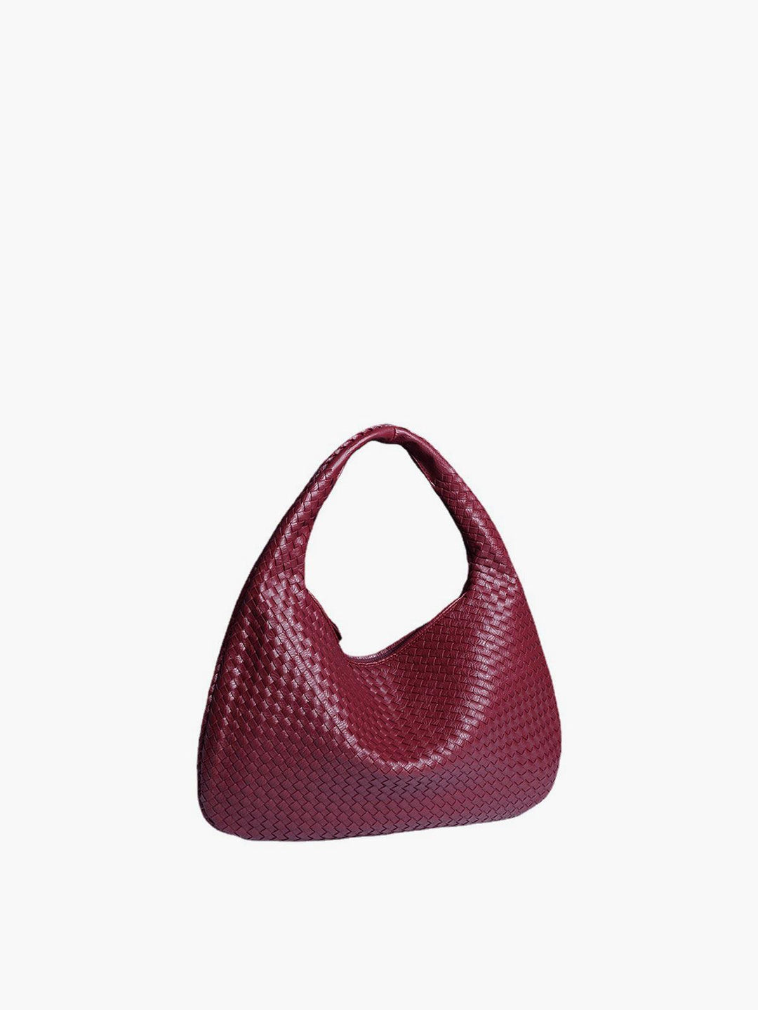 Rote geflochtene Handtasche aus Leder, modisches Accessoire, Damenmode, elegant und stilvoll.