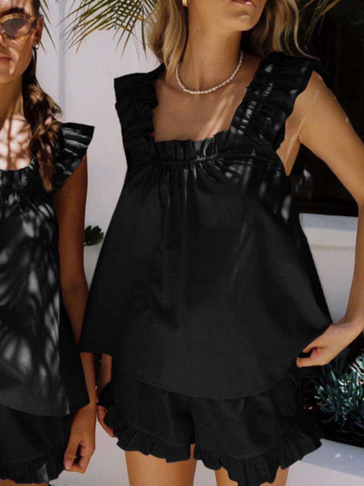 Dvoudílná souprava pyžama s volánky na léto – Nia