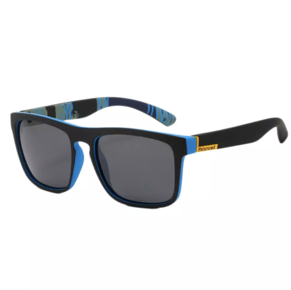 Schwarze und blaue Sonnenbrille, rechteckig, polarisiert, Unisex, modisch, UV-Schutz.