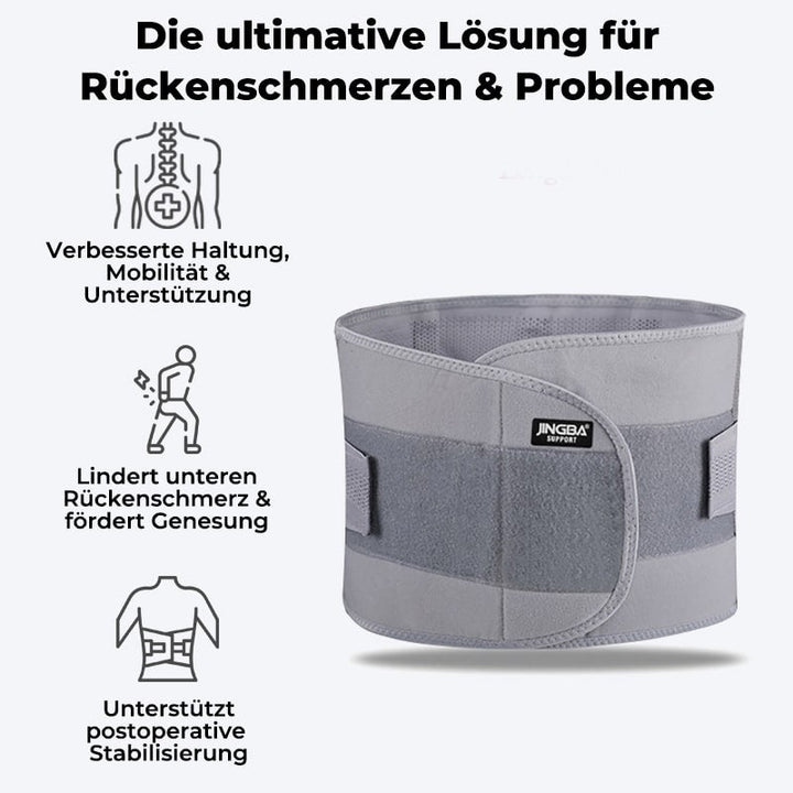 Grauer Rückenstützgürtel, verbessert Haltung, lindert Schmerzen, fördert Genesung.