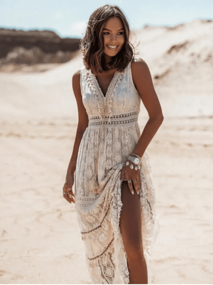 Uvolněné Boho-maxišaty s stylovými detaily – Solange