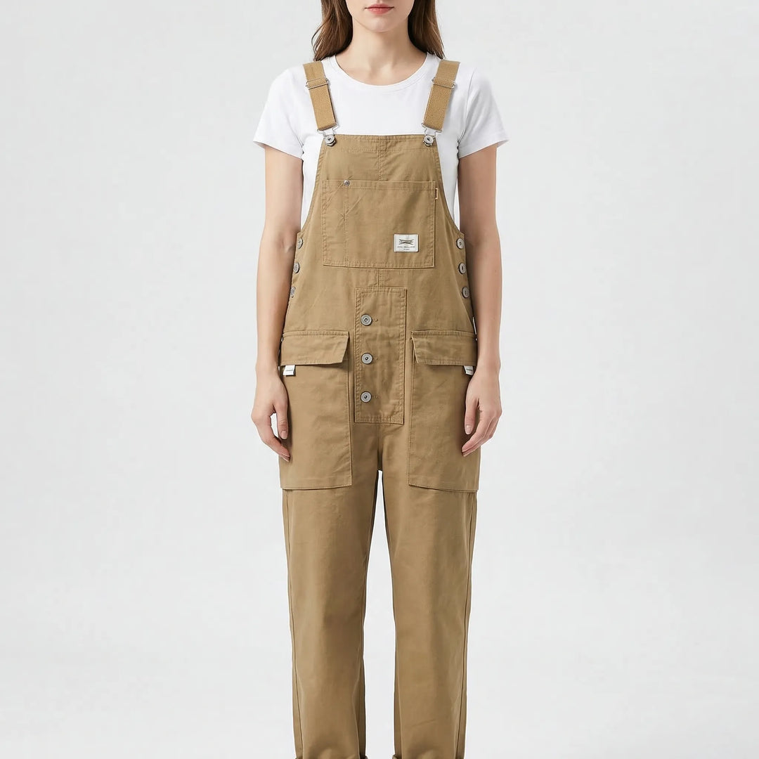 Bib-Front Dungarees With Chest Pocket - Amber